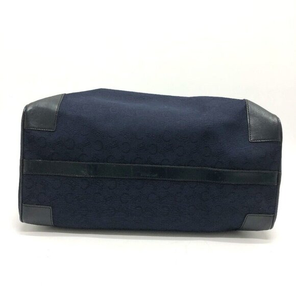 CELINE C Macadam Carriage vintage Hand Bag Duffle Bag Canvas/Leather Navy - Picture 5 of 11